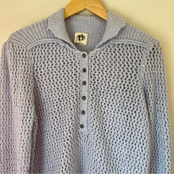 Free People Care Snowdrift Pullover Polo Sweater Light Blue - Picture 4 of 7